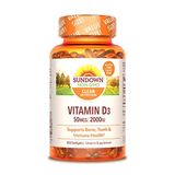 Sundown Vitamina D3 Para Suporte Imunológico, Não-ogm, Sem Leite, Sem Glúten, Sem Sabores Artificiais, 50mcg 2000iu Softgels, 350 Conde