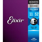 Elixir Strings 80/20 Bronze Cordas De Guitarra Acústica W Revestimento Polyweb, Luz Personalizada (.011-.052)