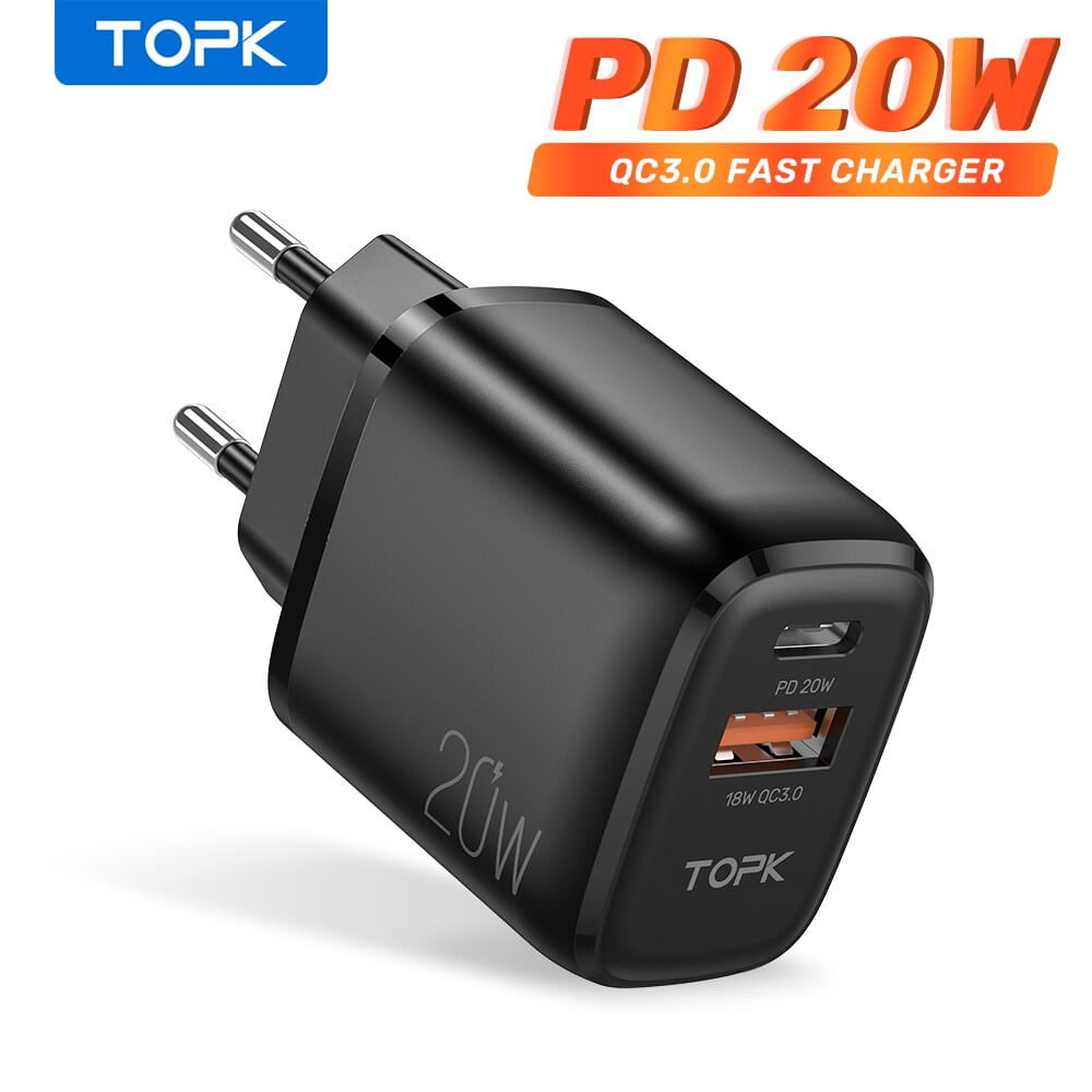 Topk Fast Pd 20w Tipo C Carregador Para Telefones E Tablets Usb C