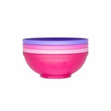 Kit Com 4 Pratos Infantis Bowls 500 Ml Infanti Rosa E Roxo