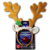 Natal Natal Natal Renas Antlers Headband W Light Up Nose Costume Outfit - One Size Fits All