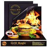 Grill Magic Bbq Grill Conjunto De Folhas De Grelha 3-100% nonstick Grande - Tapetes De Cozimento Pesados Para Carvão De Grelha Ao Ar Livre,