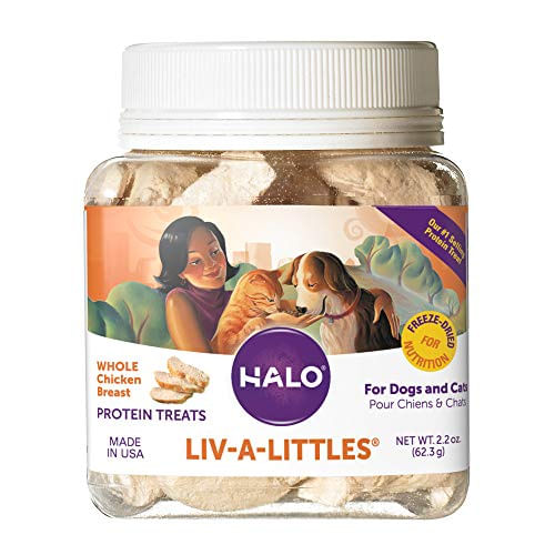 Halo Liv-a-littles Dog And Cat Treats, Treinamento Trata Para Cães, Saudável, Baixa Caloria, Peito De Frango 2.2oz