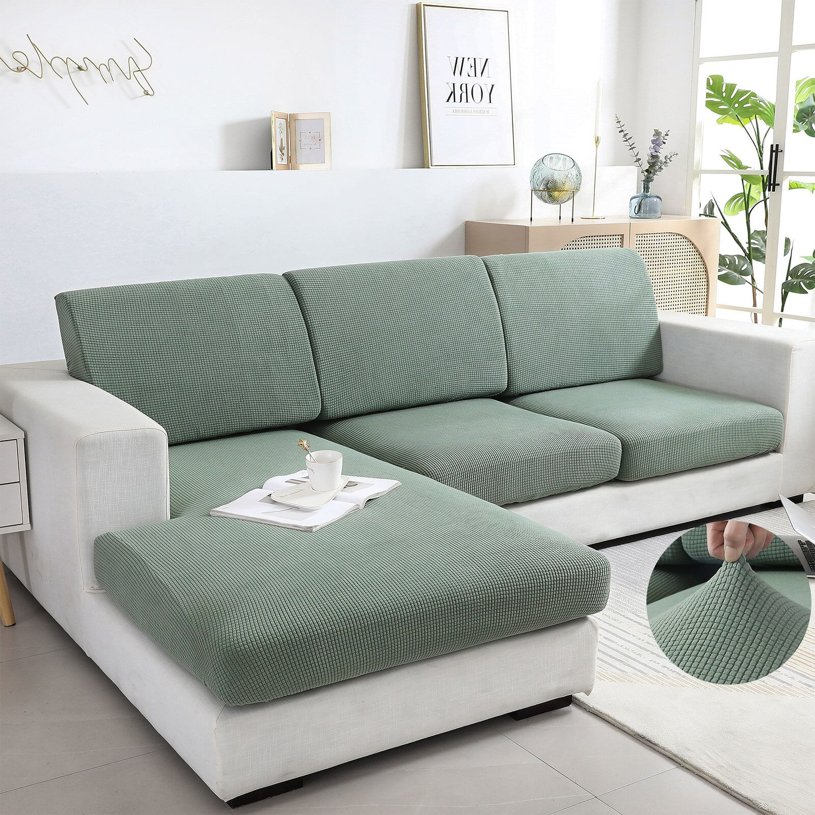 1 Peça Jacquard Sofá Seat Cover Para Sala De Estar Elástico Sol