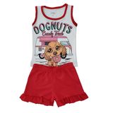 Conjunto Bebê Menina Camiseta Regata Dog e Shorts com babado