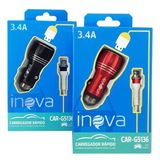 Carregador Para Celular Veicular Inova 3.4a Rápido V8 Orig