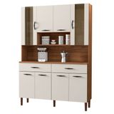 Armário De Cozinha Compacta 121cm Bruna K02 Nogueira/off White - Mpozenato