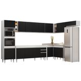 Armário De Cozinha Modulada De Canto 9 Peças Cp04 Balcão Branco/preto - Lumil