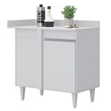 Balcão De Canto Reto Com Tampo 1 Porta Denver Branco - Lumil