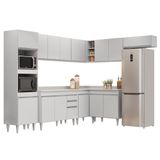 Armário De Cozinha Modulada De Canto 8 Peças Cp02 Balcão Com Tampo Branco - Lumi