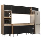 Armário De Cozinha Modulada 5 Peças Cp16 Balcão Castanho/preto - Lumil