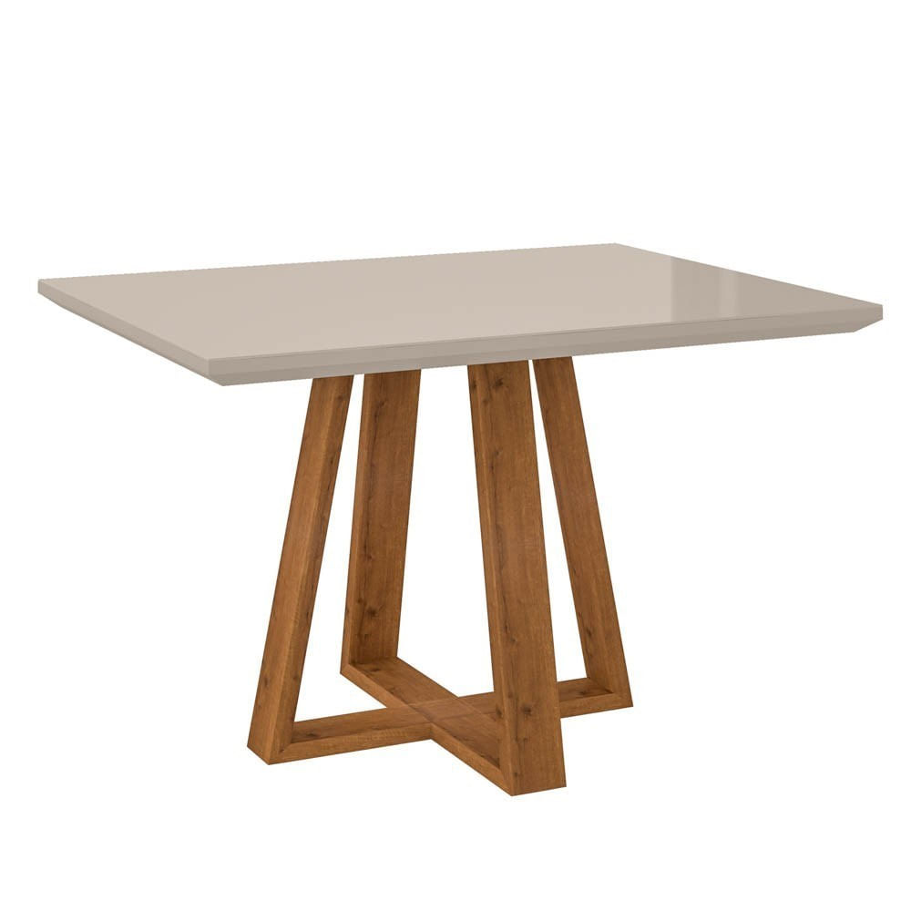 Mesa De Jantar Quadrada 136cm Gran Noa N04 Off White/ipê - Mpozenato