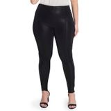 Legging Sintetico Rajado Suede Secret Glam Preto Plus G3