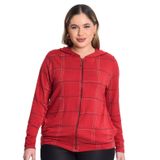 Jaqueta Com Capuz Molecotton Viscose Secret Glam Vermelho Plus G2