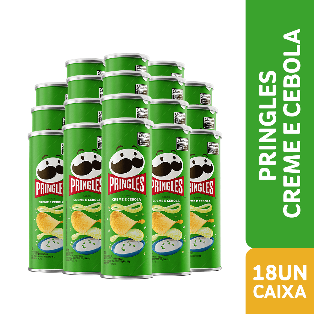 Combo Batata Pringles Creme E Cebola 18 Unidades