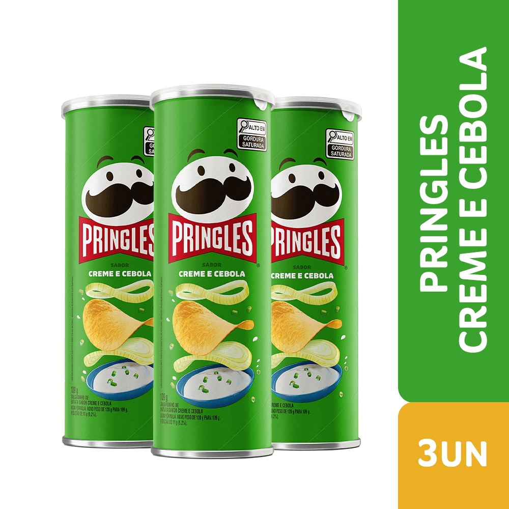 Combo Batata Pringles Creme E Cebola 3 Unidades