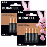 2 Packs De Pilhas Alcalina Palito Aaa - 4 Unidades - Duracell Duracell