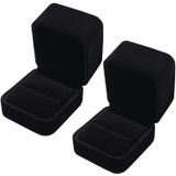2 Pcs Velvet Ring Box Para Anel De Noivado, Single Velvet Ring Gift Boxes Classic Jewely Box Elegante Brinco Case