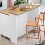 Bancada Para Cozinha Painel De Ilha Ripado Nesher 120 Cm Mdf Branco Nature