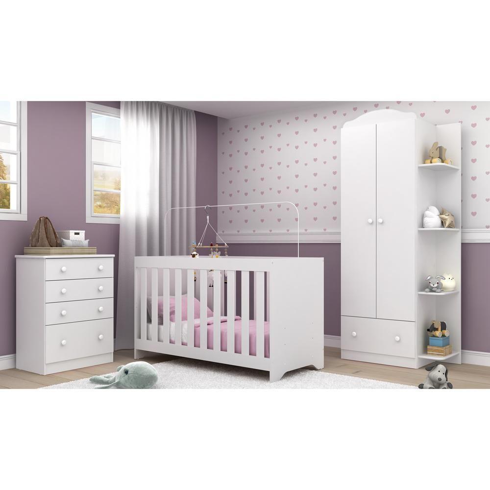 Quarto Infantil Berço 3x1 Roupeiro Comoda Multimoveis