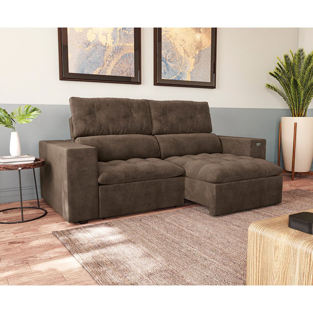 Sofá 2,08 Metros Retrátil E Reclinável Kappesberg New Vintage Plus