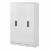 Guarda Roupa De Solteiro Paris 4 Portas Mdf Branco Brilho Maxel