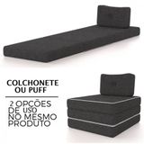Colchonete Solteiro Pro Dormir Puff Multiuso com Travesseiro 70x188x12 Grafite Probel