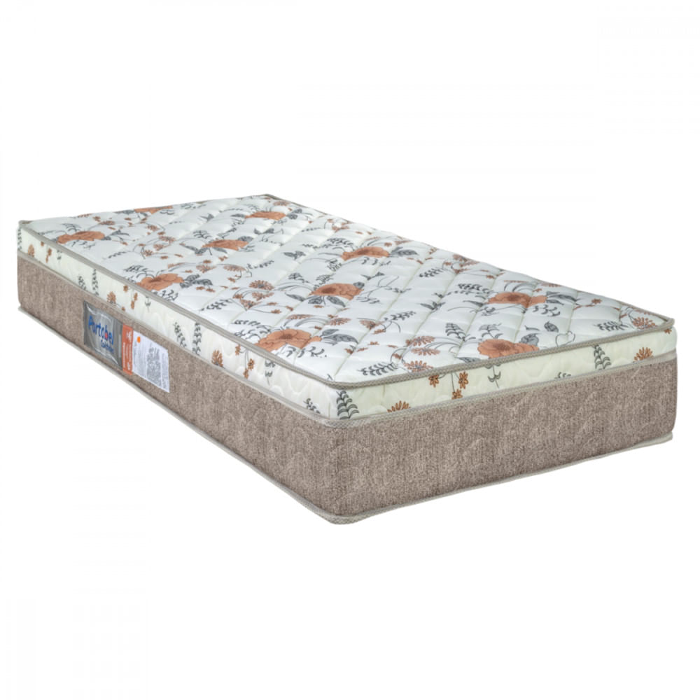 Colchão Solteiro Ortopedico D45 88x188x25 Bege Branco Floral Laranja Portobel