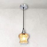 Lustre Pendente Taschibra Cristal Aisha Liso E27 Conhaque Bivolt Prata