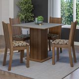 Conjunto Sala De Jantar Mesa Tampo De Madeira 4 Cadeiras Rustic/cinza/bege Marrom Samara Madesa