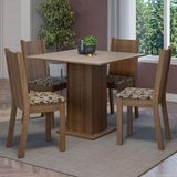 Conjunto Sala De Jantar Mesa Tampo De Madeira 4 Cadeiras Rustic/crema/bege Marrom Samara Madesa