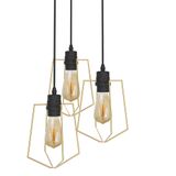 Lustre Pendente Taschibra Aramado Trapeze Dourado Triplo 3xe27 Bivolt