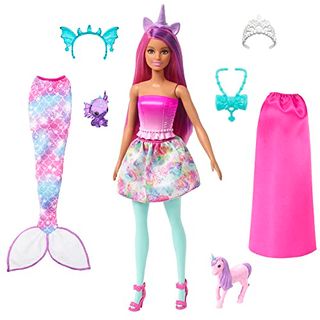 Jogo conjunto barbie dreamtopia 3 em 1 boneca + acessórios gjk40, mattel  boneca original, bonecas para