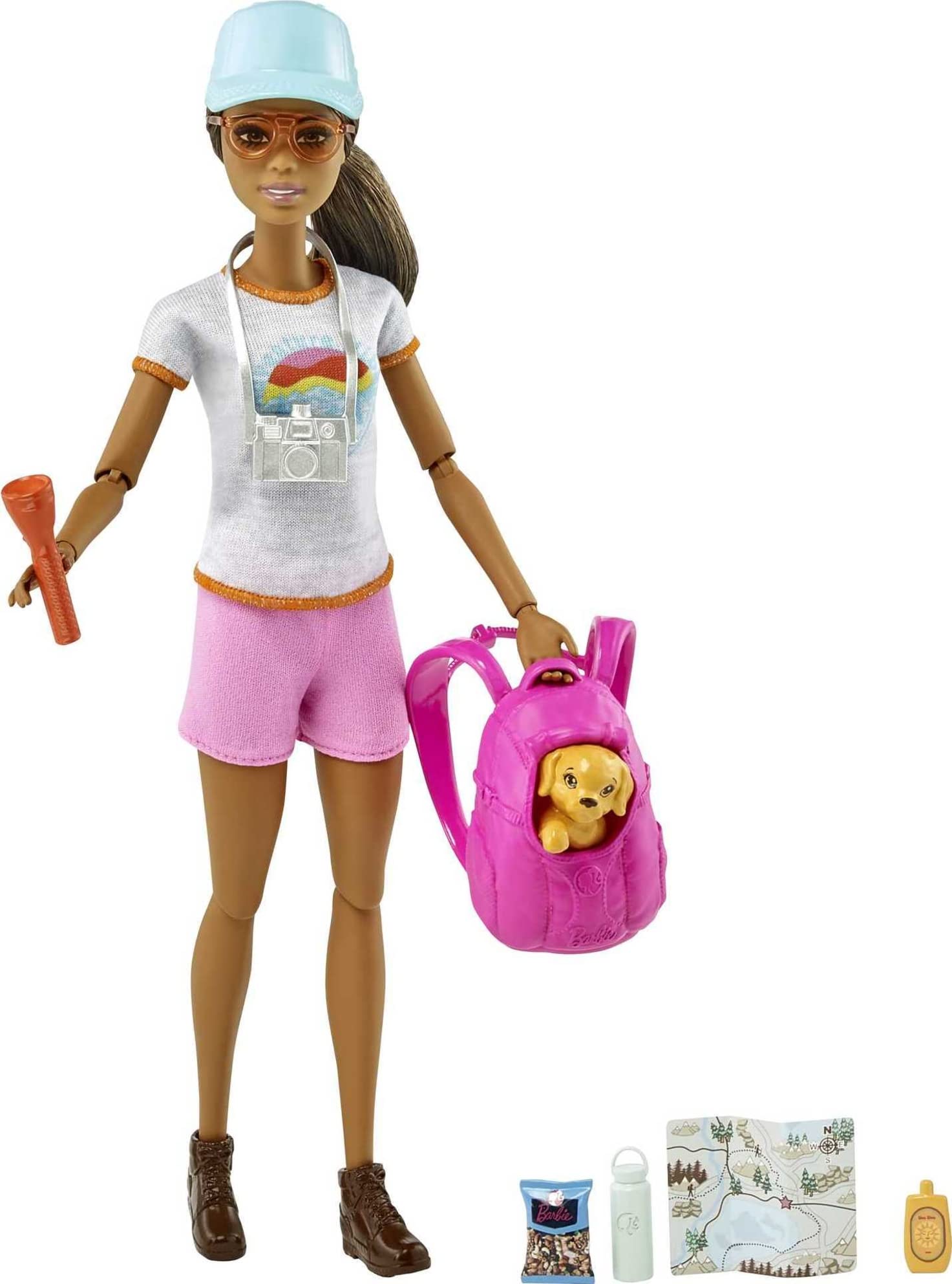 Boneca Barbie Brinquedo Para Crianças Morena Com Cachorrinho Conjuntos