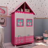 Guarda-roupa 2 Portas Casinha Pink Com Branco