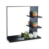 Espelho Para Banheiro Com Armário Preto Viena 45cm