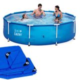 Piscina Com Armação 7.000 Litros 366 X 76 Cm 510100 Com Lona E Capa De Proteção Belfix