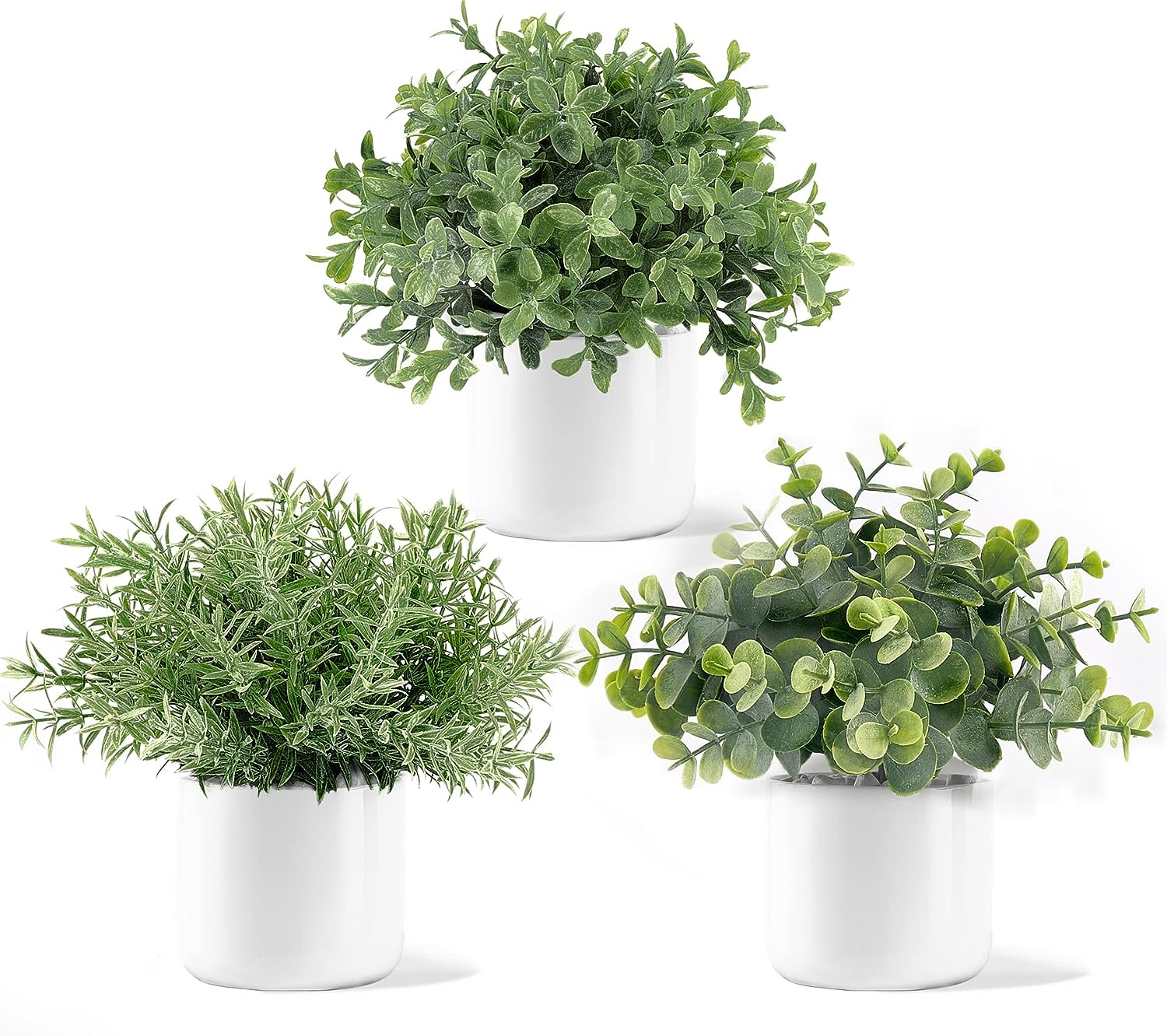 Plantas Falsas Em Vaso De Cerâmica 3 Pack Potted Eucalipto Artificial