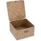 Prateleira De Vime Cestos Bin Com Tampa Handwoven Seagrass Storage