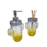 Saboneteira E Difusor De Vidro 350ml Luxo Kit C/ 2pçs