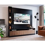 Estante Para Home Theater E Tv Até 65 Polegadas Merlin Com Nichos 3 Pt Preta E Montana