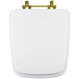 Tampa De Vaso Sanitario Poliester Boss Branco Para Bacia Incepa Com Ferragem Dourada
