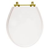 Assento Sanitario Poliester Ravena Branco Ferragem Dourada Para Vaso Deca