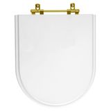 Assento Sanitario Poliester Oxford Branco Para Vaso Deca Com Ferragem Dourada