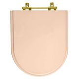 Assento Sanitario Poliester Carrara Rosa Floral Ferragem Dourada Para Vaso Deca