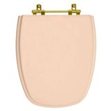 Assento Sanitario Poliester Monte Carlo Rosa Floral Ferragem Dourada Para Vaso Deca