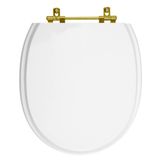 Assento Sanitario Poliester Village Branco Ferragem Dourada Para Vaso Deca