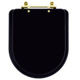 Assento Sanitario Carrara Ebano (preto) Fosco Para Vaso Deca Com Ferragem Dourada