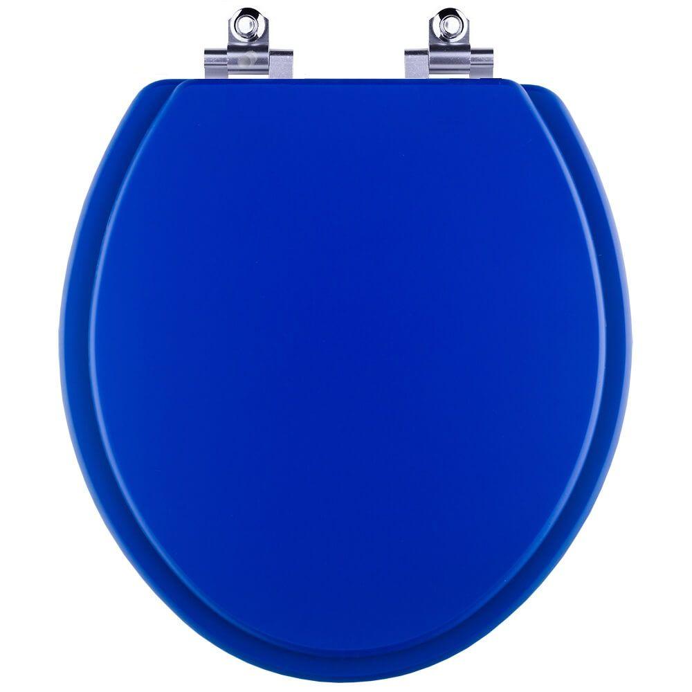 Tampa De Vaso Sanitario Com Amortecedor Convencional Oval Azul Fosco