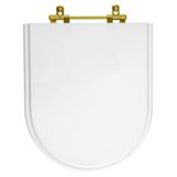 Assento Sanitario Poliester Carrara Branco Ferragem Dourada Para Vaso Deca